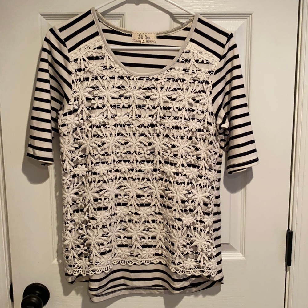Lili Rose Crochet And Striped Top